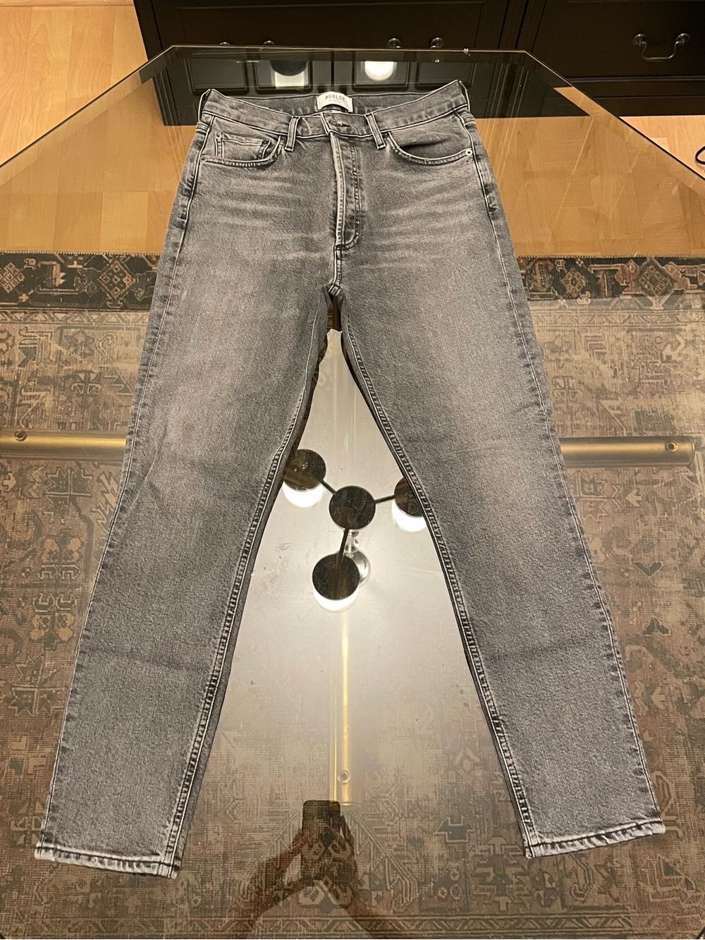 Agolde Women’s Slim Straight Washed Gray Jeans